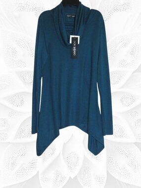 Dolce Cabo Small Teal Long Sleeve Cowl Neck Sweater - NWT